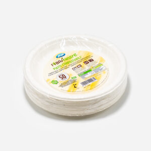 piatti piani compostabili bianchi 50 pz